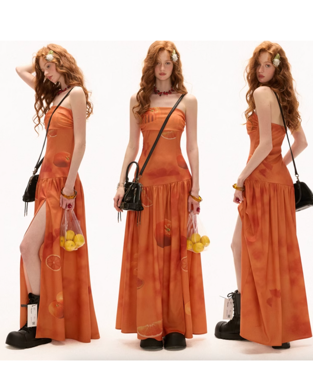 0 orange tube top dress