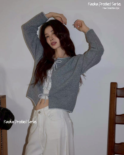 front ribbon cardigan