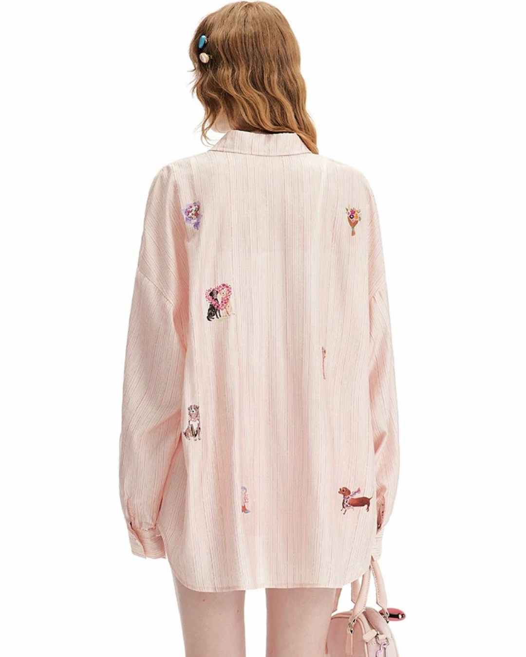 0 pink dog print shirt