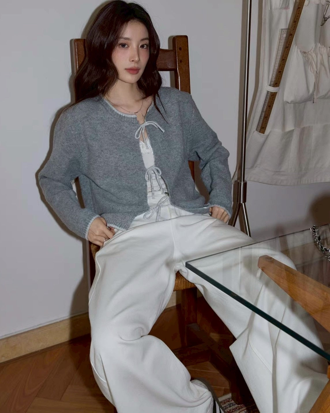 front ribbon cardigan