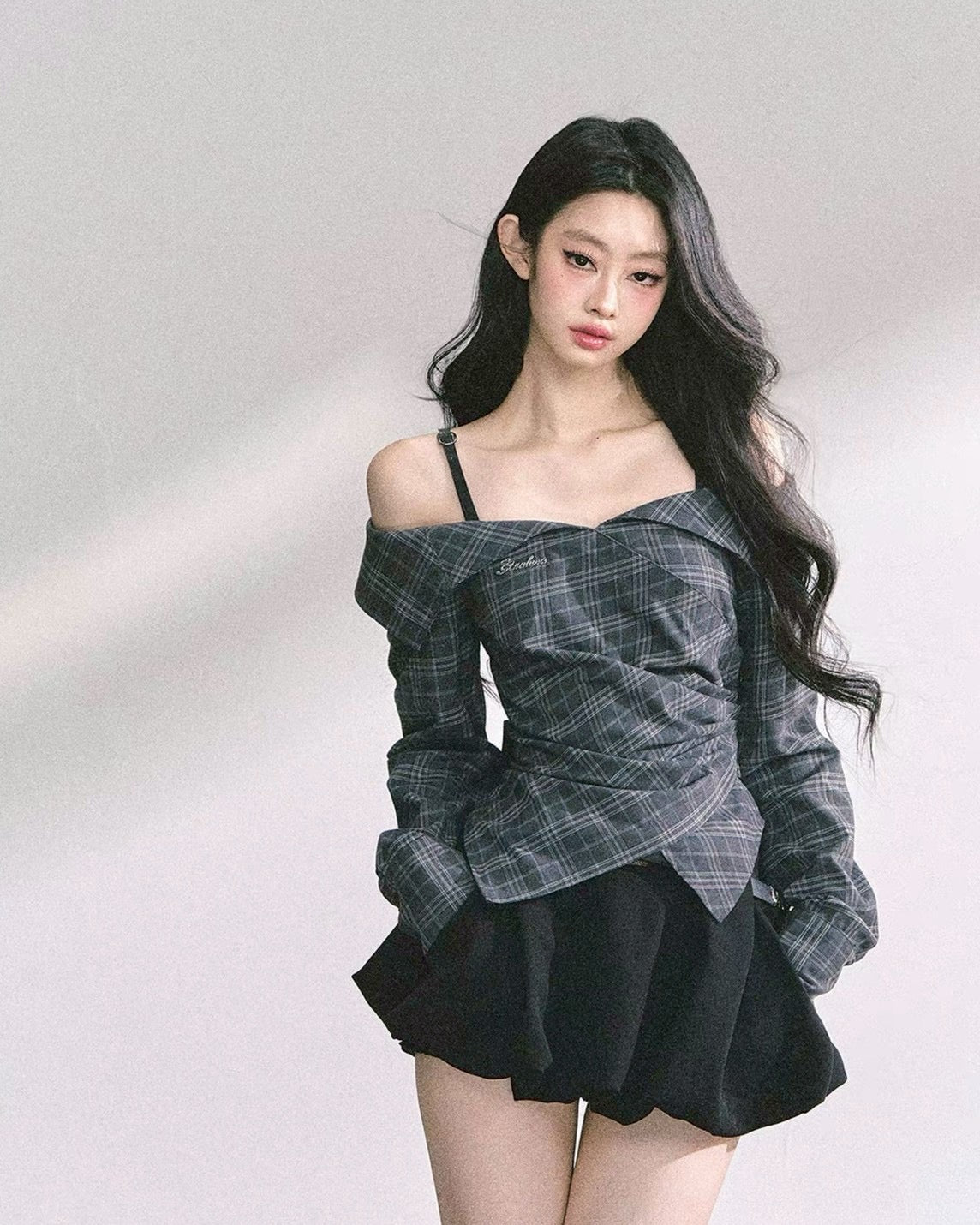 オフショルレイヤードシャツ