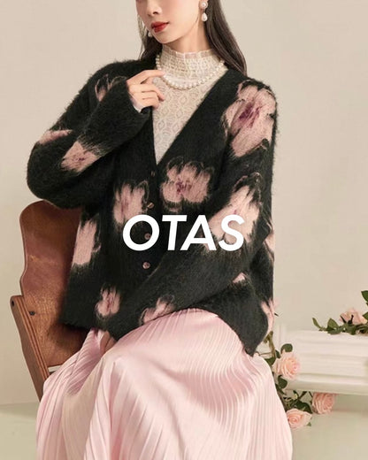 花柄Vネックカーディガン