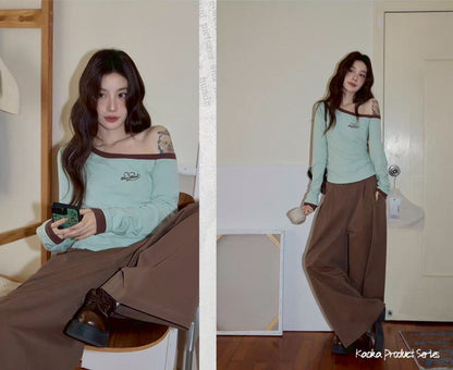 mint chocolat one shoulder tops