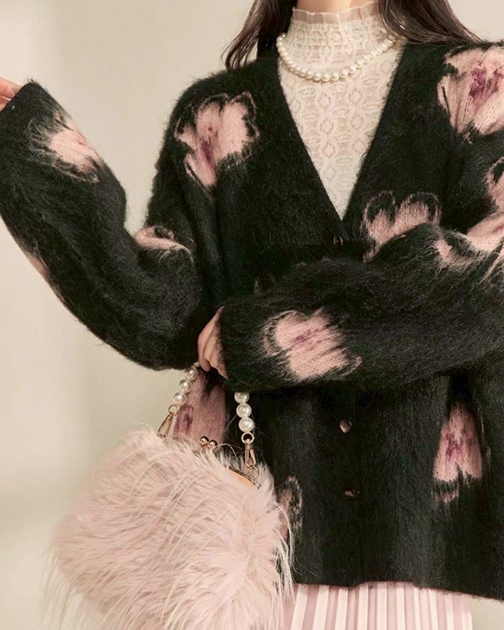 花柄Vネックカーディガン