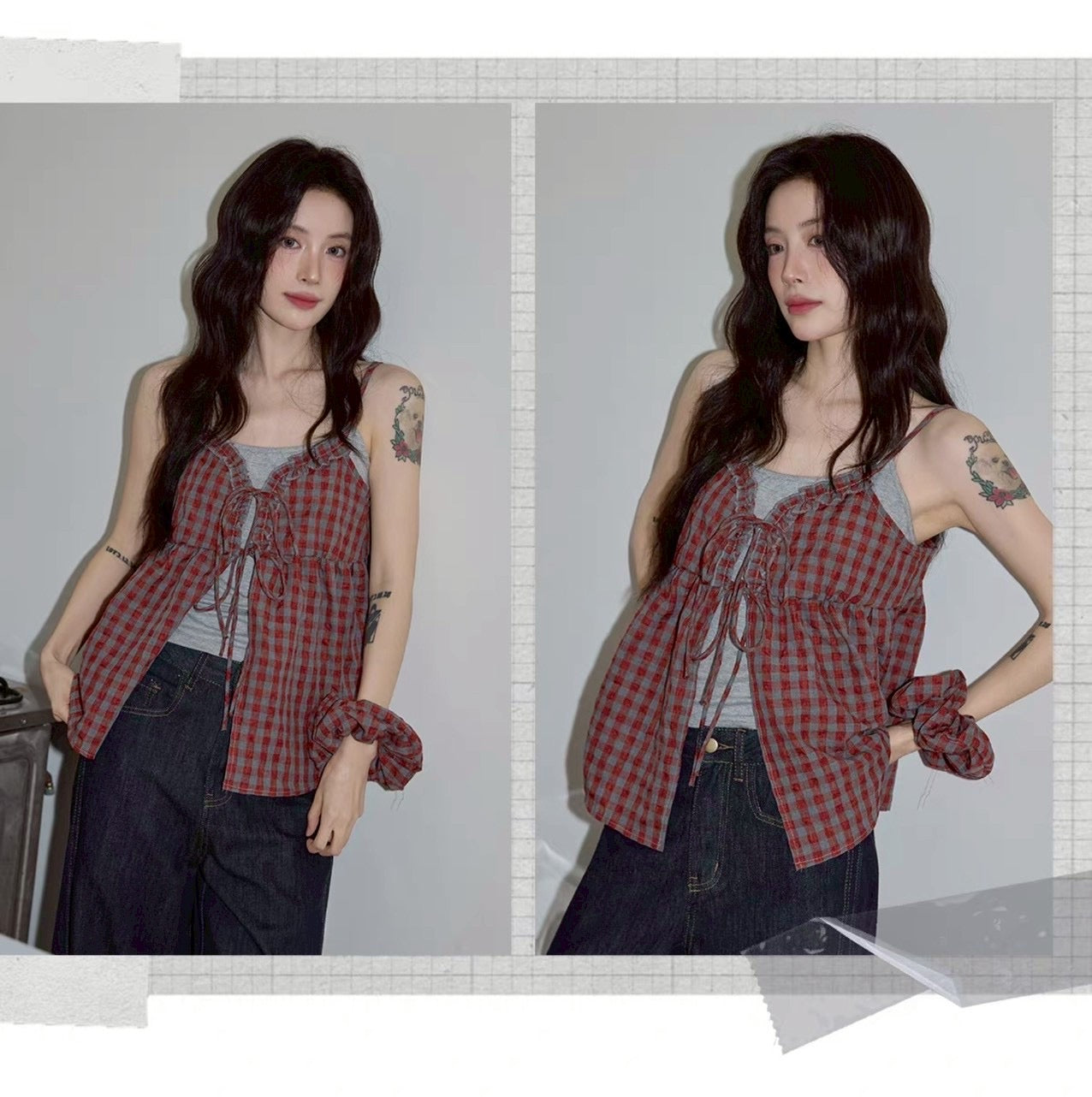 Rosie Check Ribbon Top