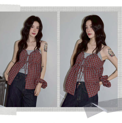 Rosie Check Ribbon Top