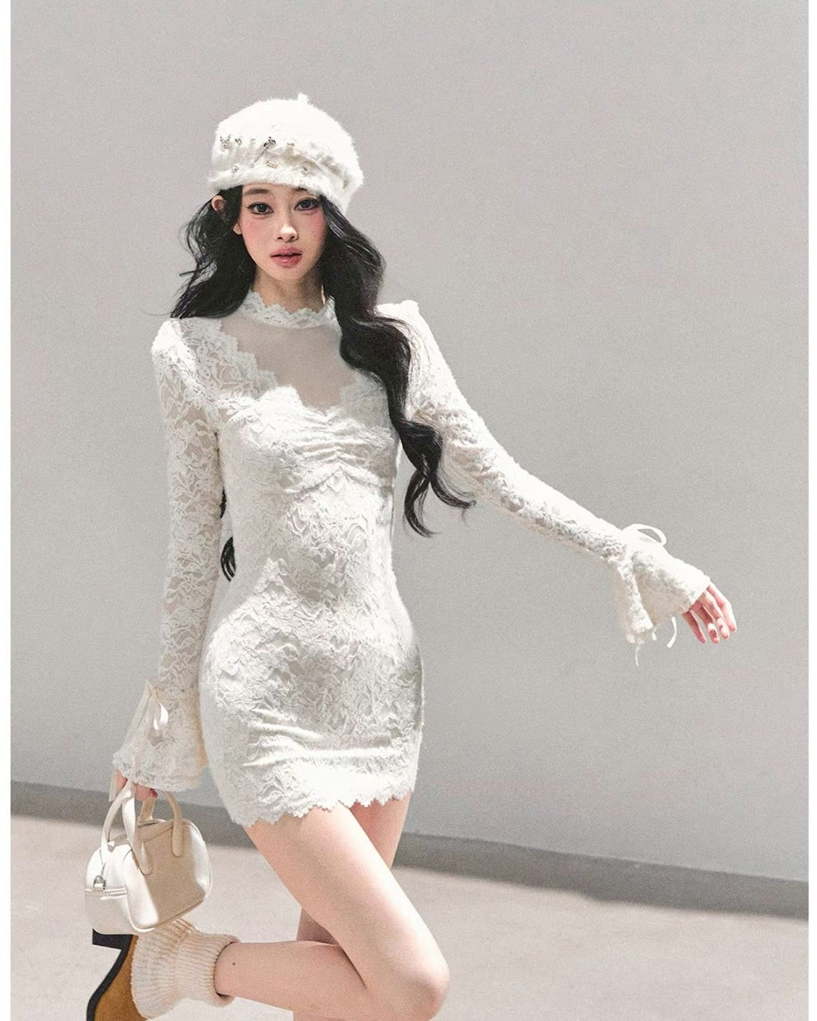 レースフリルワンピース