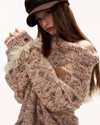 オフショルルーズニット