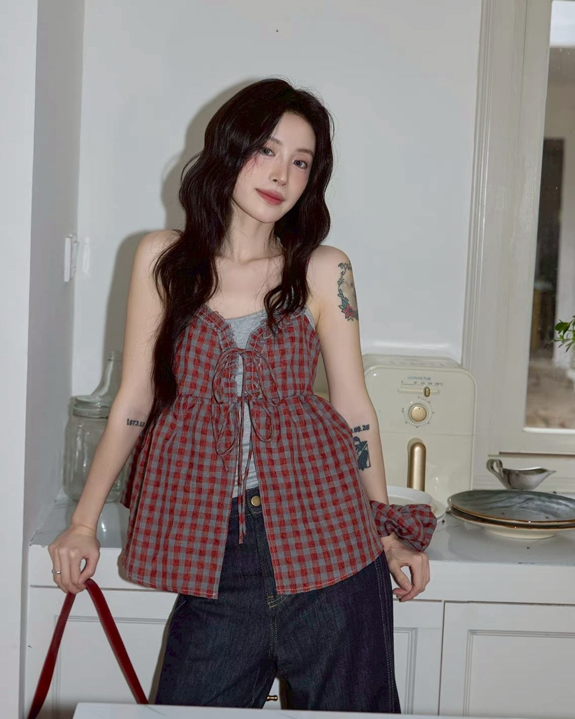 Rosie Check Ribbon Top