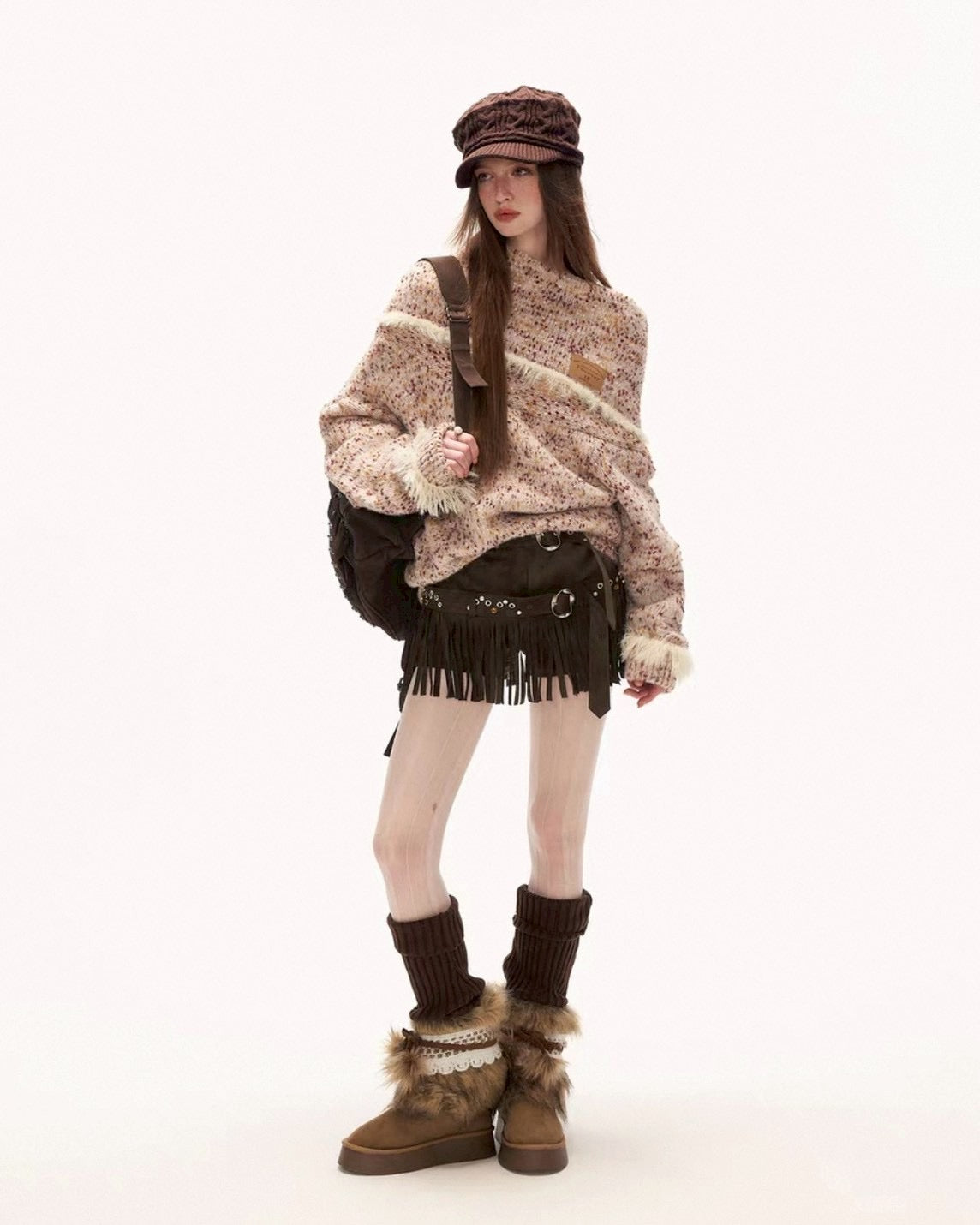 オフショルルーズニット