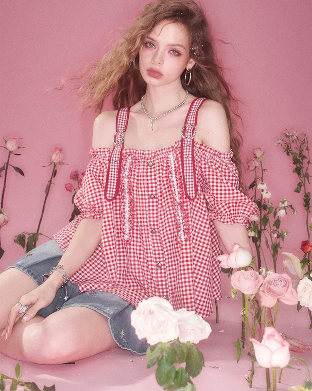 check off shoulder lace edge