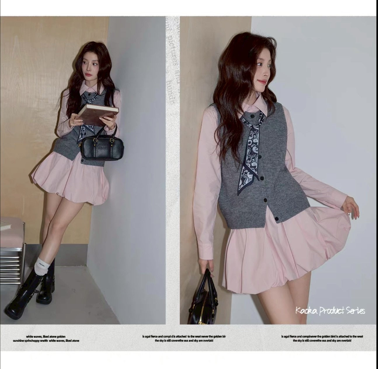 shirt chiffon dress &vest