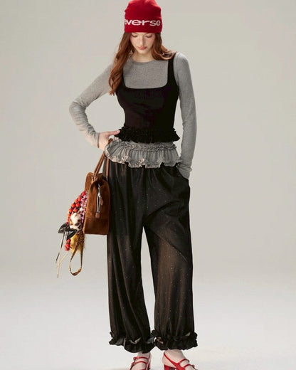 レイヤードフリルトップス