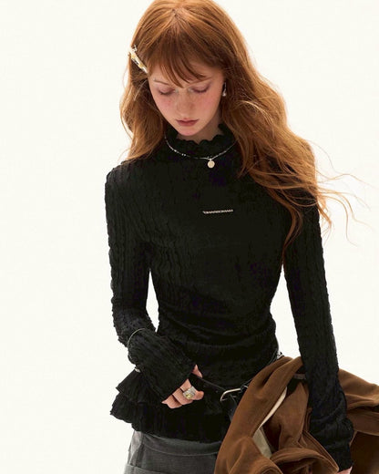 タートルネックルーズトップス