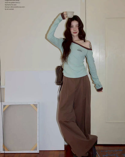 mint chocolat one shoulder tops