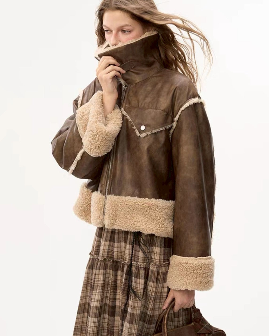 フェイクレザー&ボアジャケット