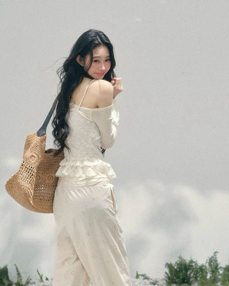 frill lace off shoulder