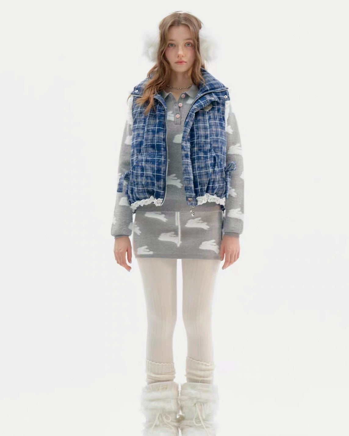 ブルーチェックベスト