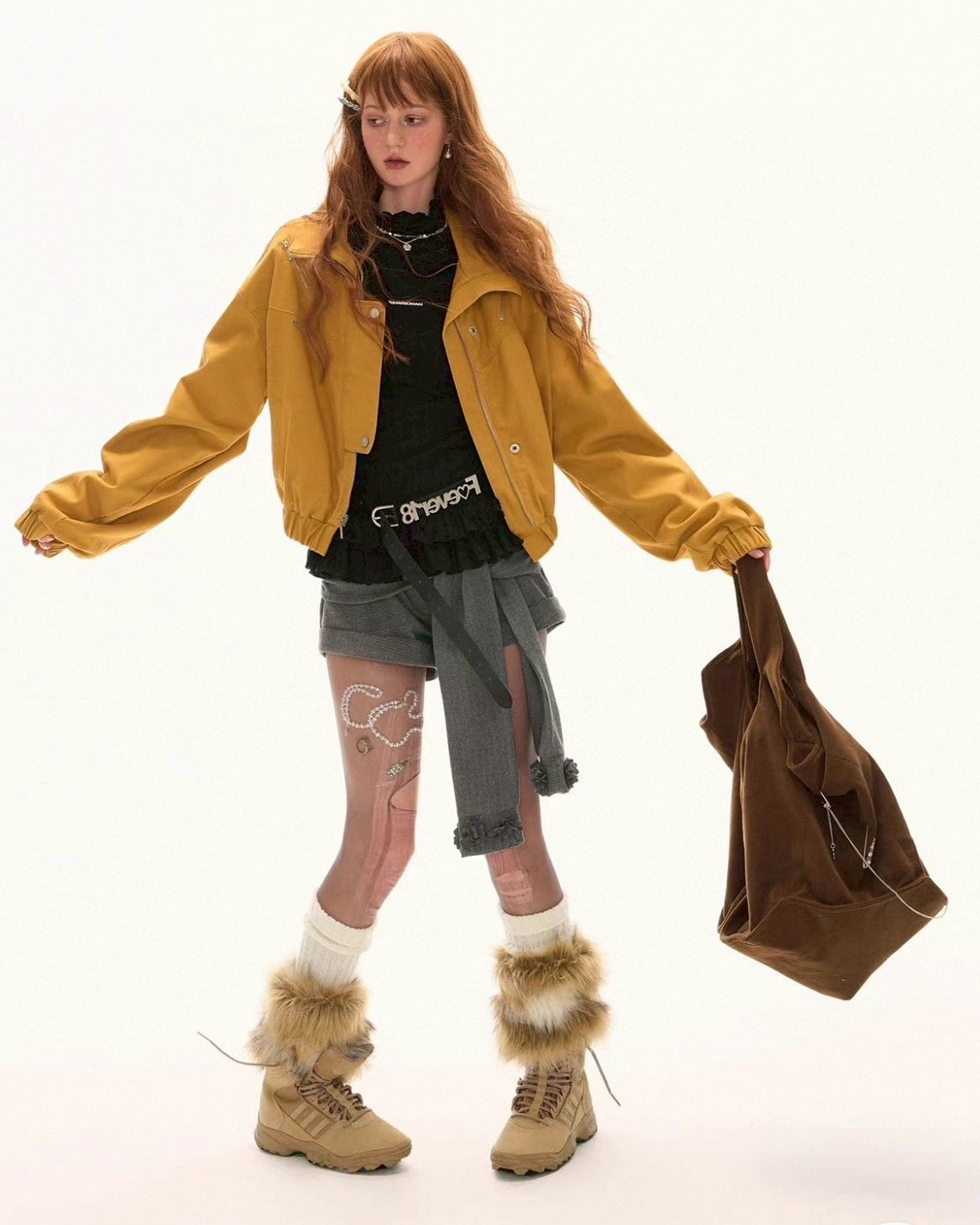 タートルネックルーズトップス