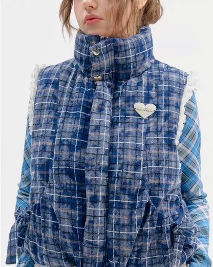 ブルーチェックベスト