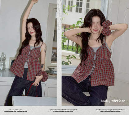 Rosie Check Ribbon Top