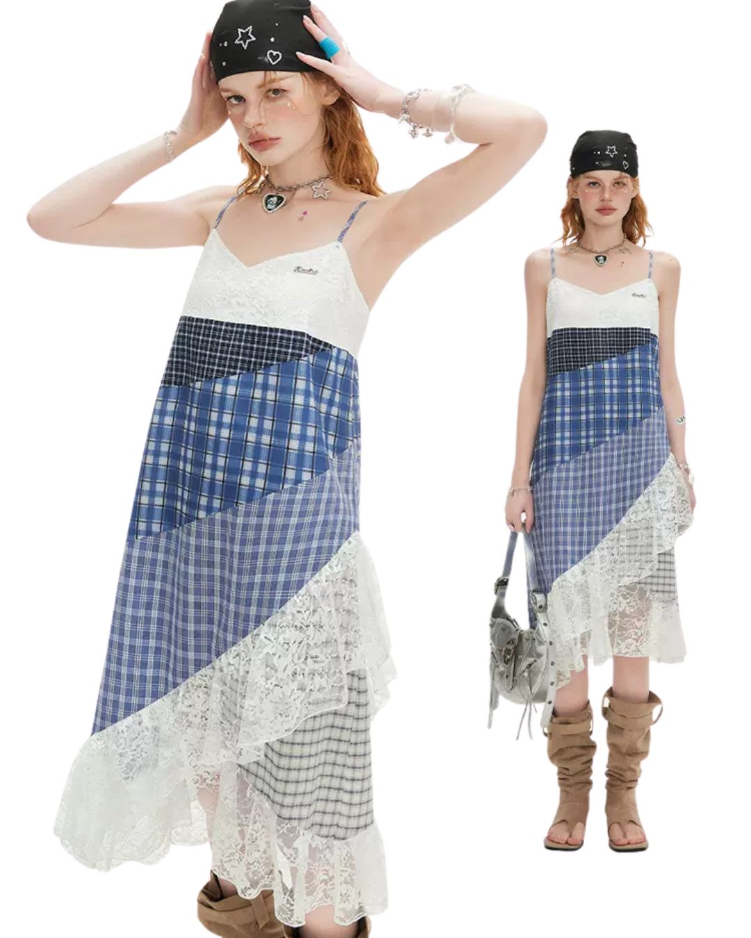 0 maxi check dress