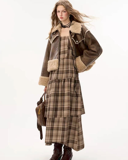 フェイクレザー&ボアジャケット