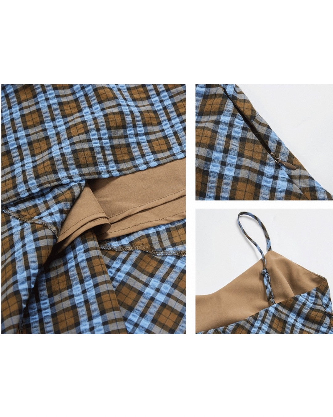check asymmetry dress &cardigan