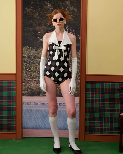 moon light check swimwear