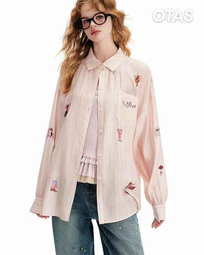 0 pink dog print shirt