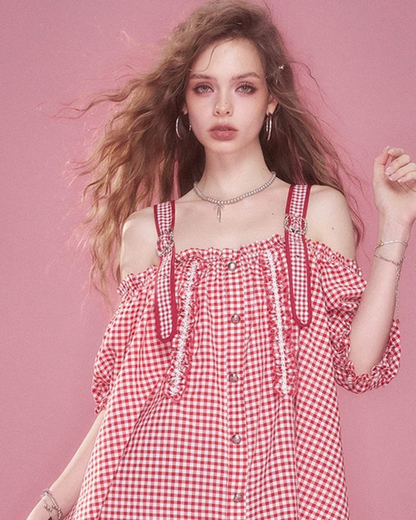 check off shoulder lace edge