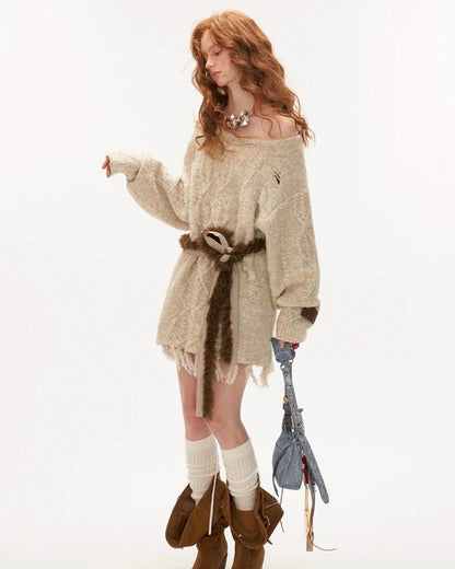 ワンショルニットワンピ