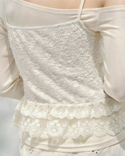 frill lace off shoulder
