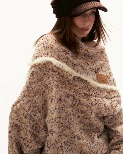 オフショルルーズニット