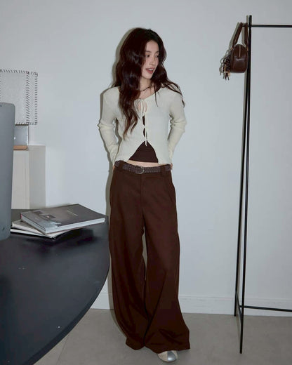 milk tea rib cardigan