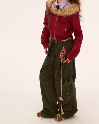 ポケット付きタックパンツ