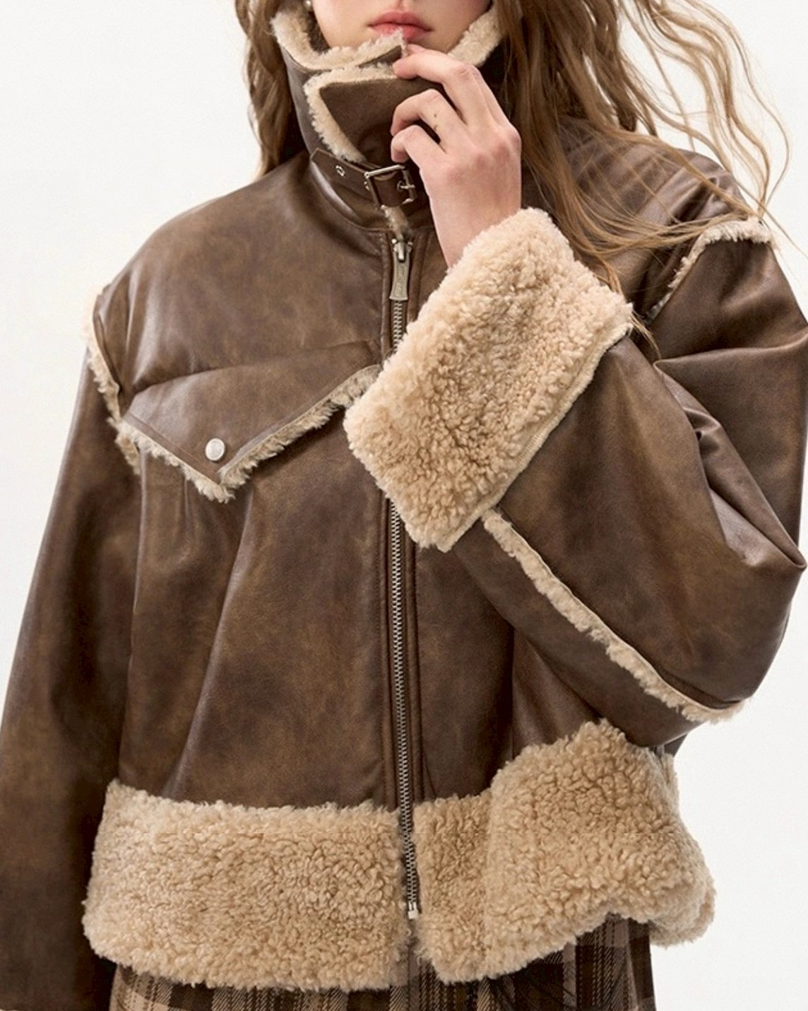 フェイクレザー&ボアジャケット