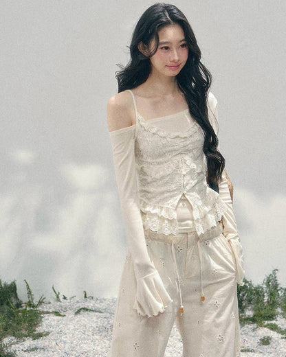 frill lace off shoulder