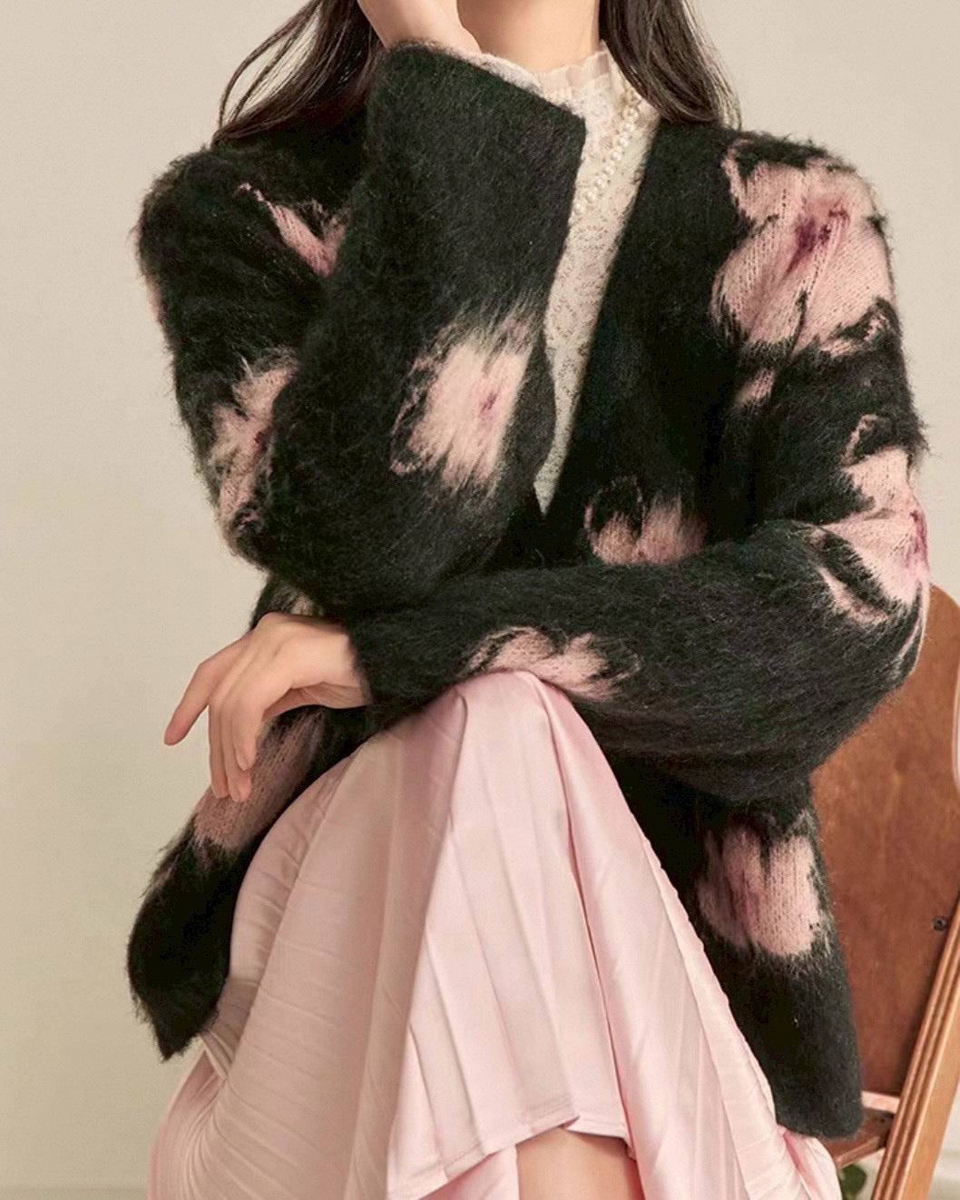 花柄Vネックカーディガン