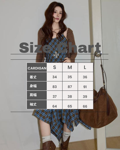 check asymmetry dress &cardigan