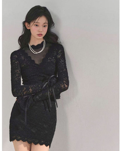 レースフリルワンピース