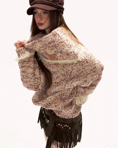 オフショルルーズニット