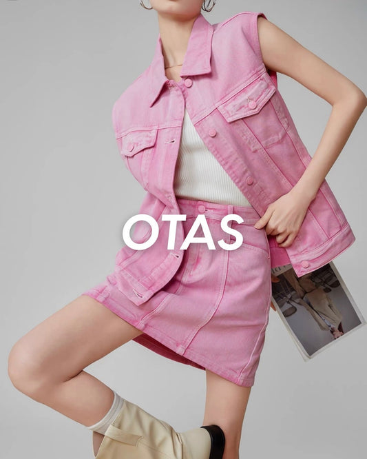 pink denim vest & skirt