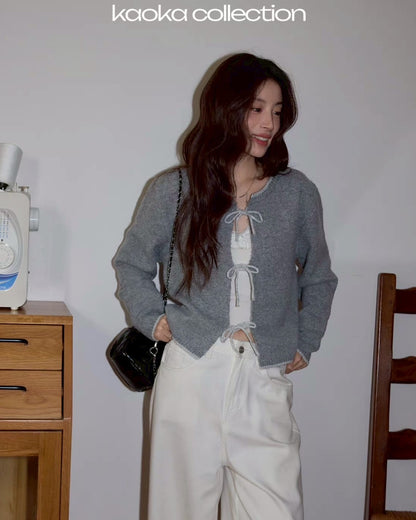 front ribbon cardigan