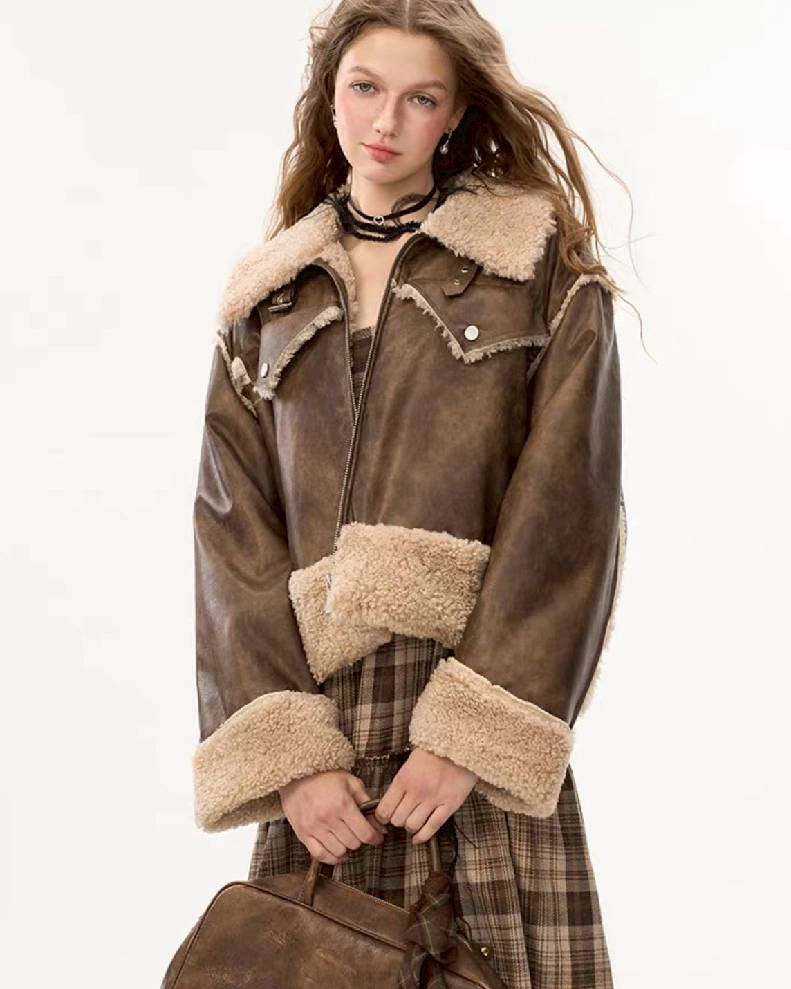 フェイクレザー&ボアジャケット