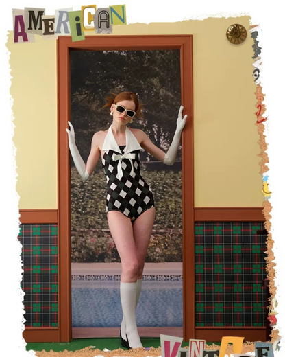 moon light check swimwear