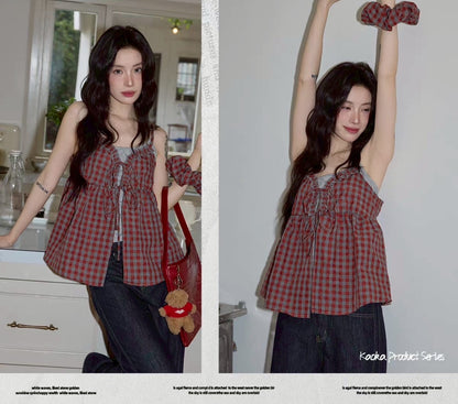 Rosie Check Ribbon Top