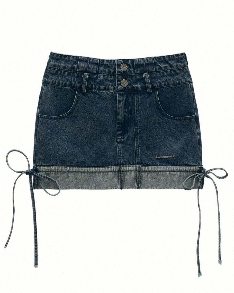 denim ribbon skirt