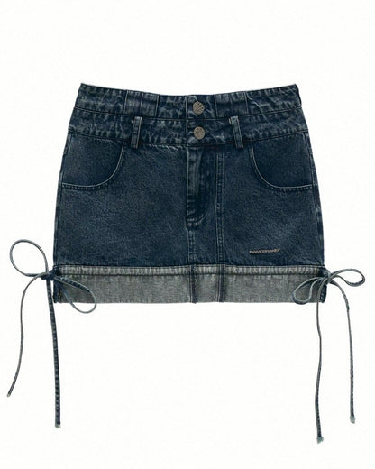 denim ribbon skirt