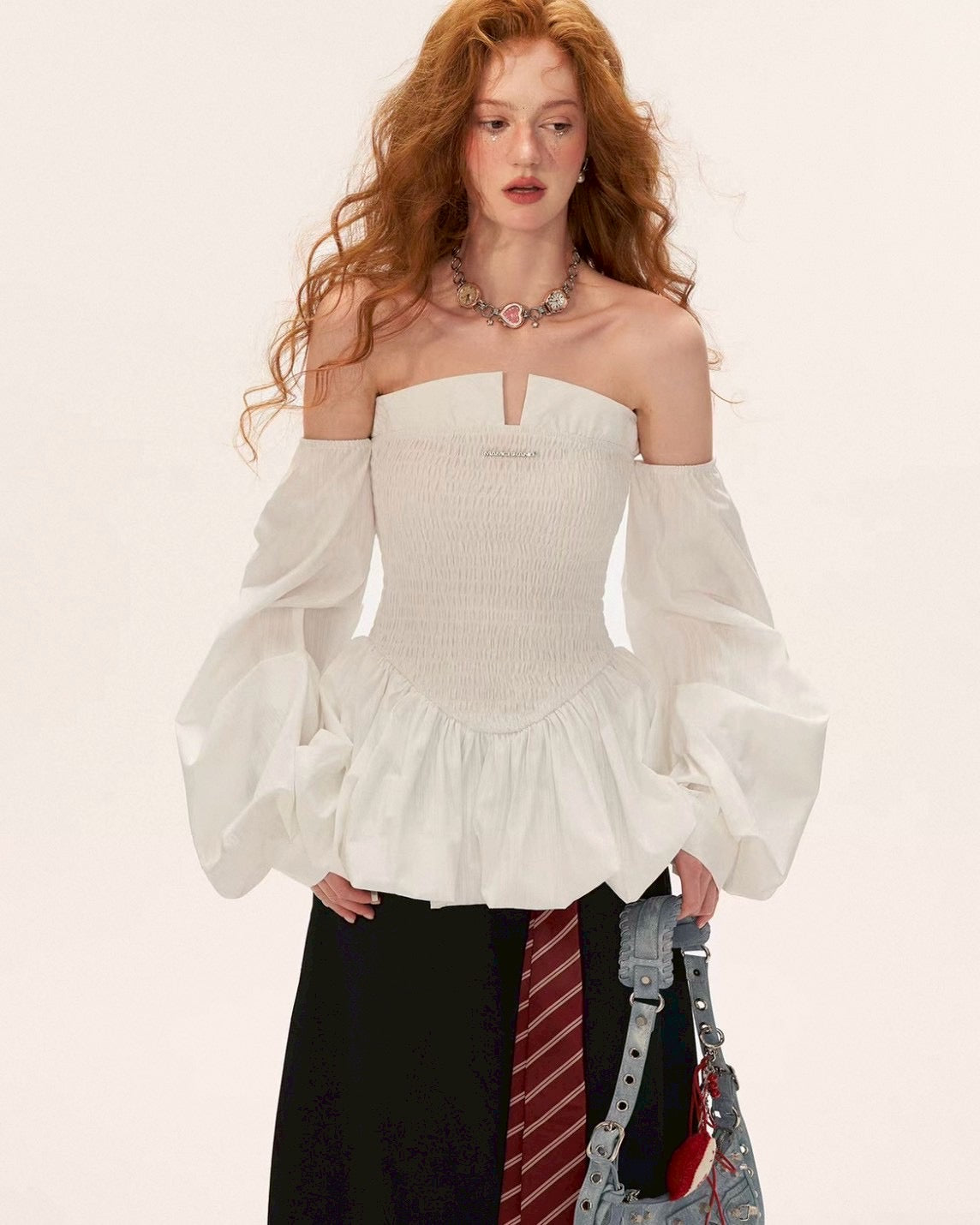 off shoulder balloon tops